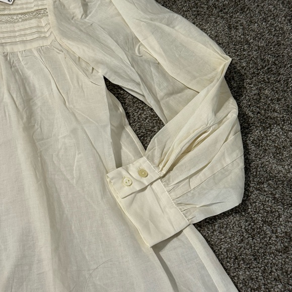 NWT MANGO MNG Size 4 Sml BOHO Cream Blouse Puff Sleeve Lace Insert Romantic NEW - Picture 5 of 13